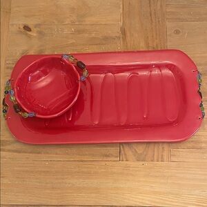 GANZ Bella Casa Red Platter and Serving Bowl. NEW